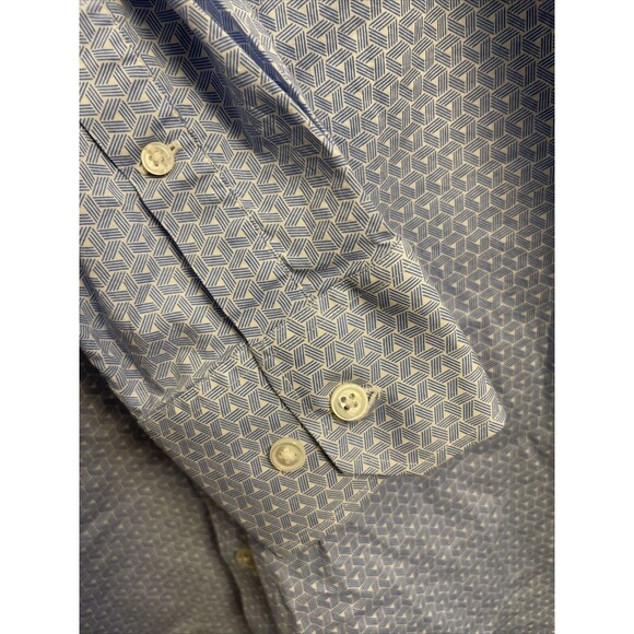 Bonobos Mens Button Down Shirt Size 16.5 Slim Fit Long Sleeve Blue Geometric - Picture 3 of 5